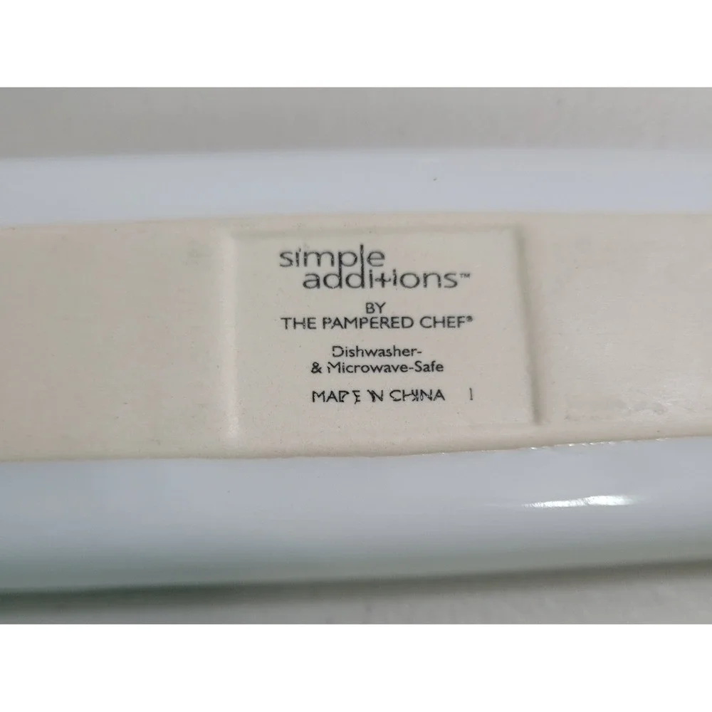 Pampered Chef Simple Additions White Ceramic Rectangular Appetizer Plates Set 4